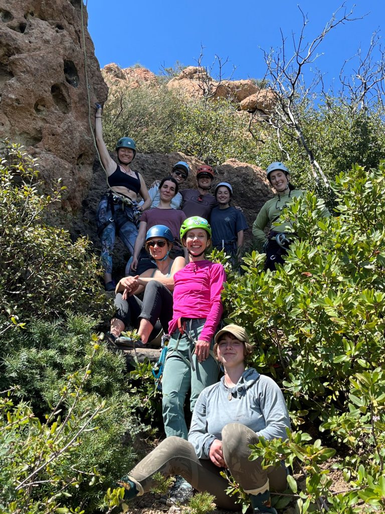 Group portrait of Women's Lead Club climbers at Mt. St. Helena.